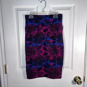 LuLaRoe Pink and Blue Floral Pencil Skirt